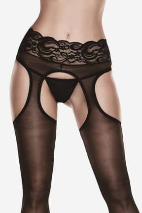 Alla Baci Sheer Crotchless Lace Top Suspender Hose