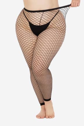 Sexiga Underkläder Net Footless Tights Plus Size Black - Fishnet tights utan fot