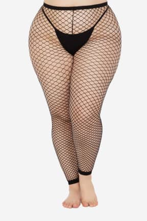 Sexiga Underkläder Net Footless Tights Plus Size Black - Fishnet tights utan fot