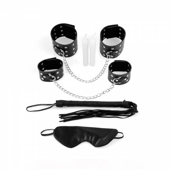 Bondage Kit BDSM med bl.a Handklovar / Ögonbindel / Piska - Smarta